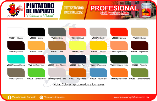 PROFESIONAL (MUESTRARIO DE COLORES) - MAYA - PRODUCTOS PINTATODO DE IRAPUATO