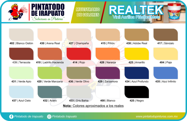 REALTEK (MUESTRARIO DE COLORES) - IPESA - PRODUCTOS PINTATODO DE IRAPUATO