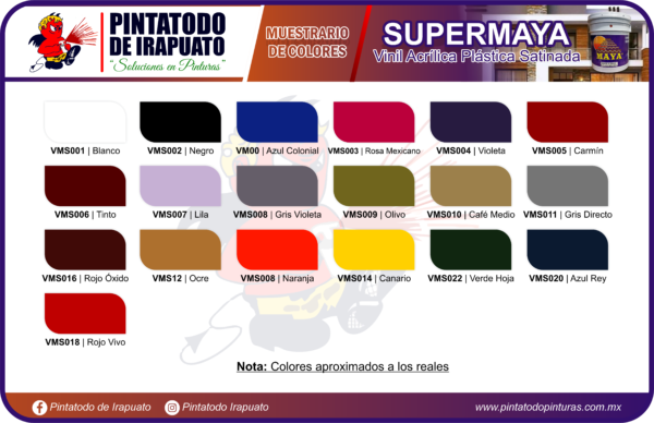SUPER MAYA (MUESTRARIO DE COLORES) - MAYA - PRODUCTOS PINTATODO DE IRAPUATO