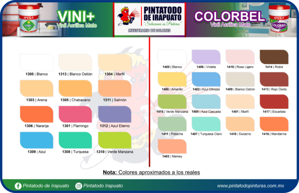 VINI+ - (MUESTRARIO DE COLORES) - IPESA - PRODUCTOS PINTATODO DE IRAPUATO