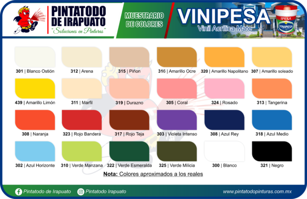 VINIPESA (MUESTRARIO DE COLORES) - IPESA - PRODUCTOS PINTATODO DE IRAPUATO