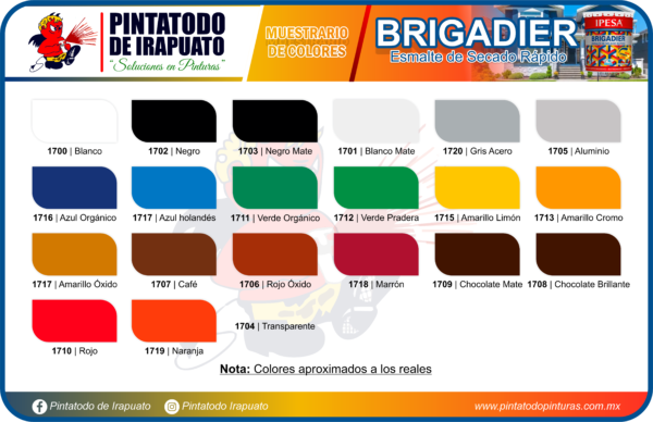 BRIGADIER (MUESTRARIO DE COLORES) - IPESA - PRODUCTOS PINTATODO DE IRAPUATO