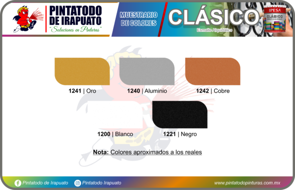 CLASICO (MUESTRARIO DE COLORES) - IPESA - PRODUCTOS PINTATODO DE IRAPUATO