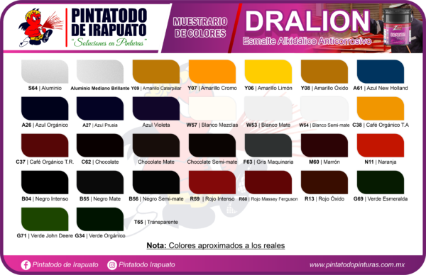 DRALION (MUESTRARIO DE COLORES) - ZHAIA - PRODUCTOS PINTATODO DE IRAPUATO