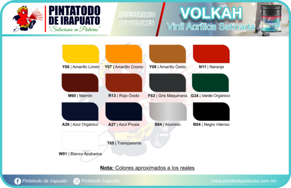 VOLKAH (MUESTRARIO DE COLORES) - ZHAIA - PRODUCTOS PINTATODO DE IRAPUATO